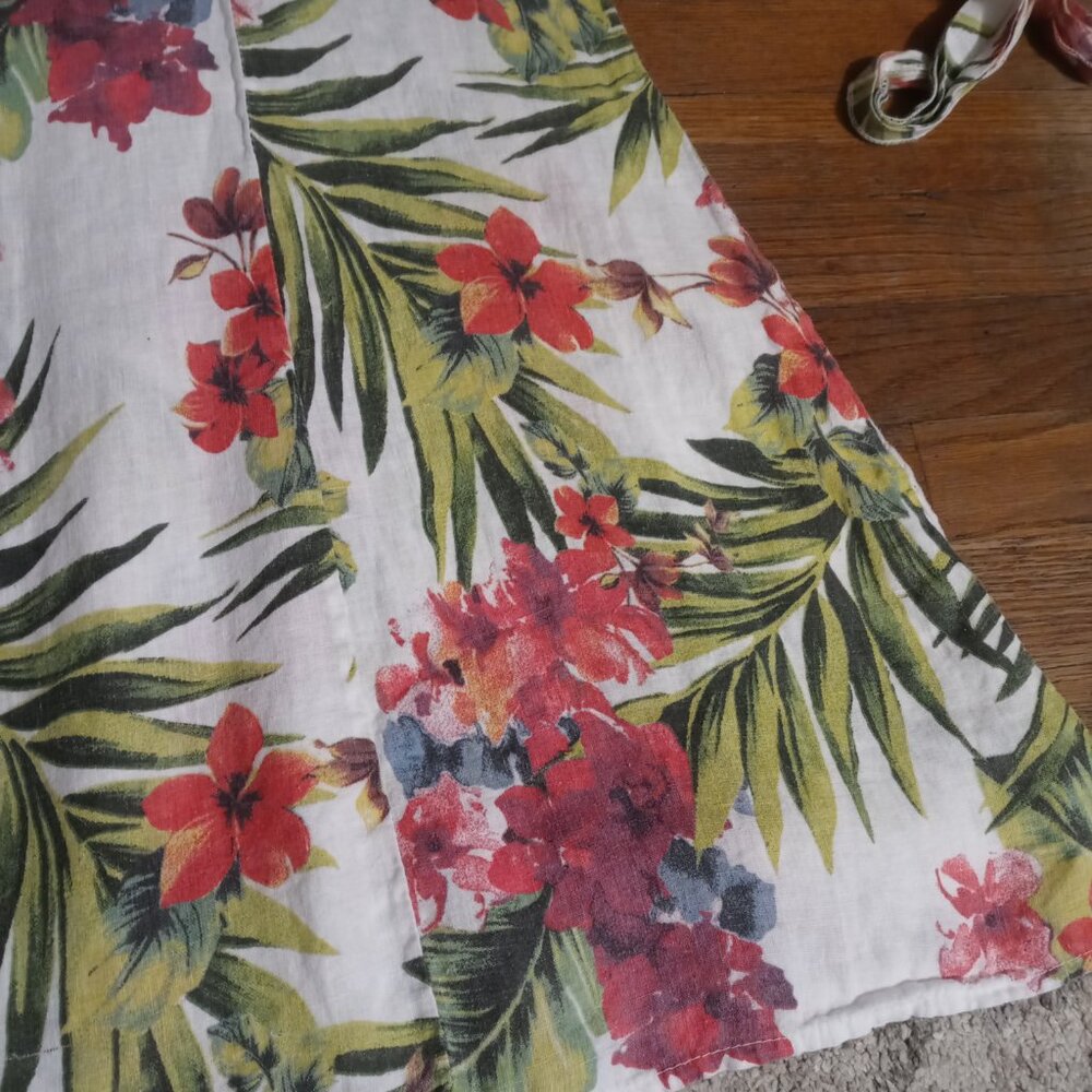 PIAZZA DEL TEMPIO 100% linen knot front midi dress (L) - Picture 4 of 15